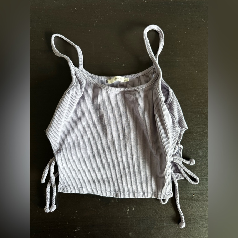 Lilac Ribbed tank with side cut outs